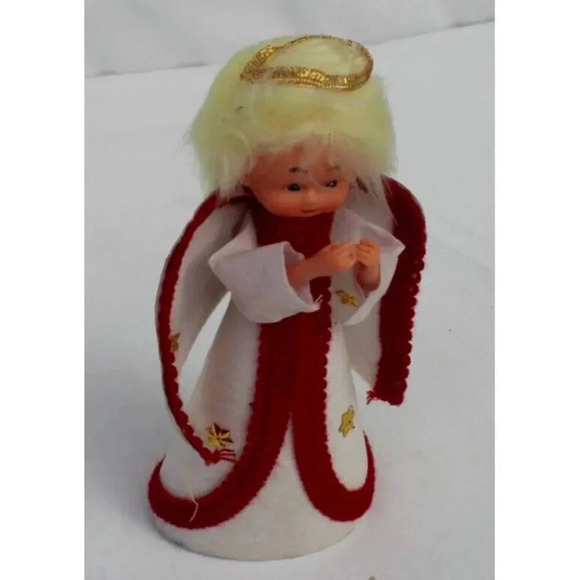 Vintage 1970s 1980s Angel W/ HALO Christmas Tree Topper Holiday - Picture 2 of 3